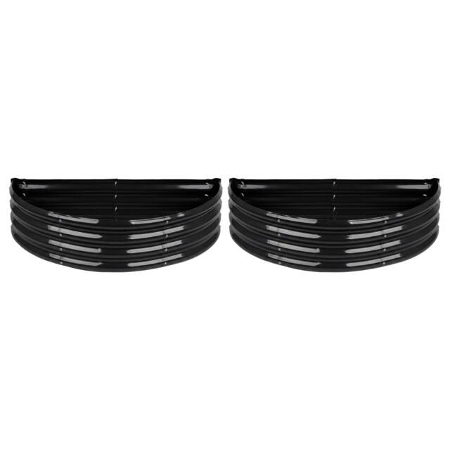 Harbour Housewares Raised Garden Beds - 2x Anthracite Semi-Circle Bottomless Galvanised Steel Metal Planter Box 120 x 60cm