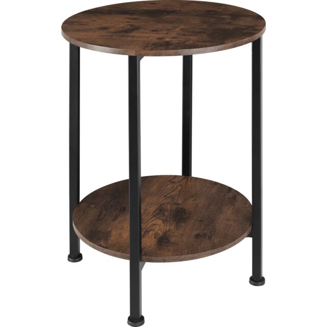 Bedside Table Ballina -industrial style, round with 2 shelves, 45 x 64 cm Brown Industrial wood dark, rustic 45 x 45 x 64 cm 1