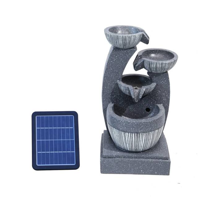 Living and Home Water Fountain Rockery 4-Tier Bowls Solar Powered