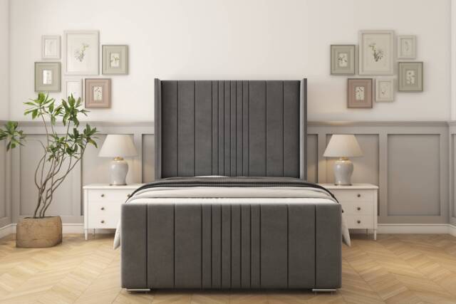 "Sloomy Hargrave Armour Coniston Bed Frame With Mattress With 50"" Upholstered Wingback Headboard 3' Single"