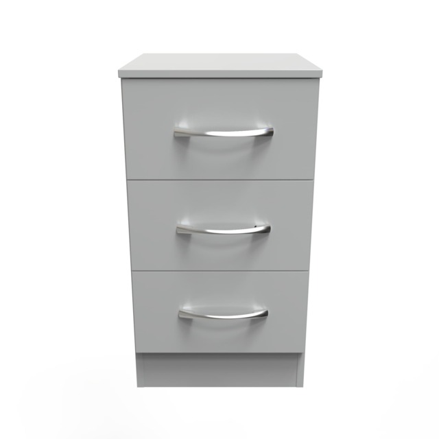 Hampshire 3 Drawer Bedside Cabinet in Dusk Grey (Ready Assembled) Grey Dusk Grey