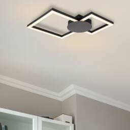 COSYLYTE Miles Bathroom Double Square Integrated LED Ceiling Light - Matt Black Black 1