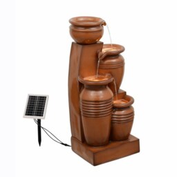 Teamson Home 4-Tier Cascading Bowl Solar Powered Water Fountain for Outdoor Living Spaces, Terracotta