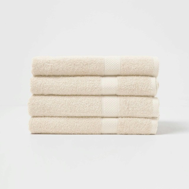 Homescapes Turkish Cotton Bath Towel Set of 4 - Cream Cream Bath towel 4