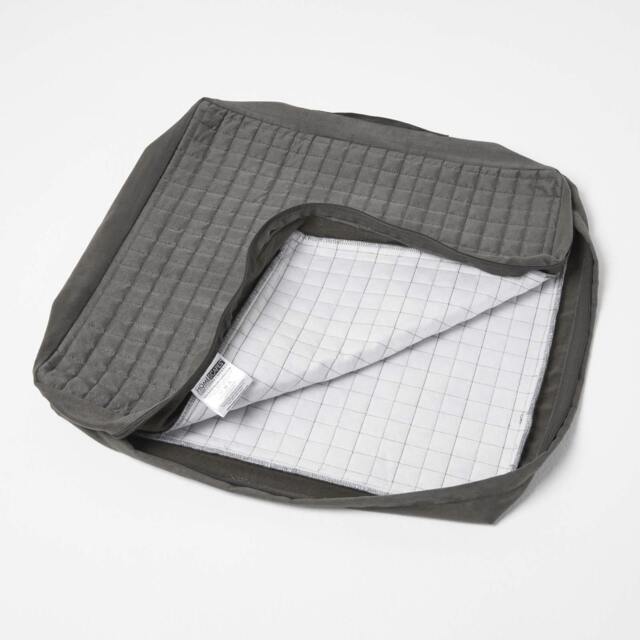 Homescapes Grey Quilted Polyester Armchair Booster Cushion Cover Grey Grey 50 x 50 x 10 cm