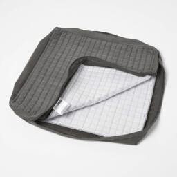 Homescapes Grey Quilted Polyester Armchair Booster Cushion Cover Grey Grey 50 x 50 x 10 cm