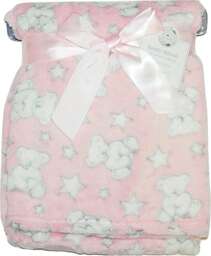 Baby Girl Soft Fleece Wrap Blanket Pram Cot Crib Moses Basket Pink Teddy