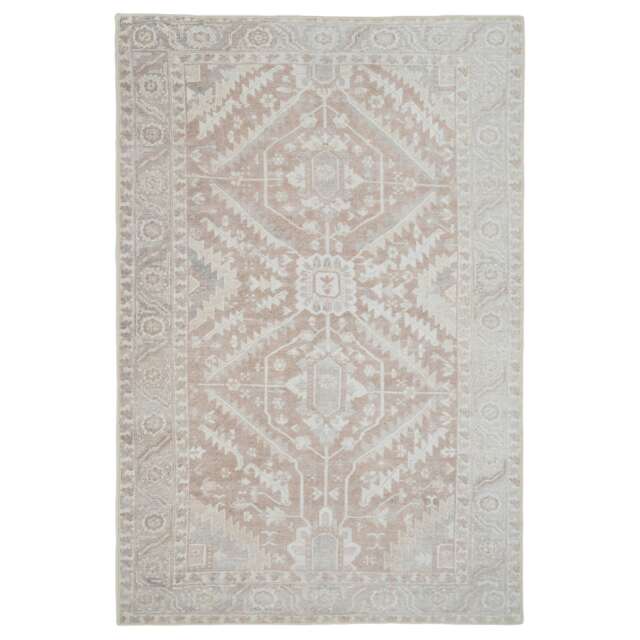 KUKOON Neutral Beige Medallion Non Slip Washable Low Pile Rug 160cm x 230cm Cream