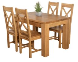 Dakota 127 x 82cm Oak Small Dining Table and 4 Berkeley Chairs Brown Brown