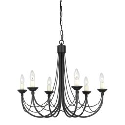 Carisbrooke 6 Light Multi Arm Chandelier Black Finish - Glass Shades Not Included, E14