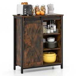 COSTWAY Accent Storage Cabinet Sideboard Buffet Cabinet Brown 1