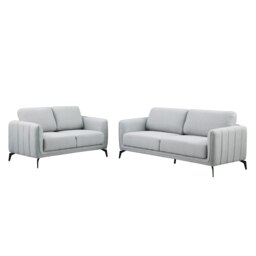 Oslo Modern Scandi Style Fabric Living Room 2+3 Seater Sofa Set (Light Grey)