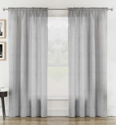 "Rhodes Silver Linen-Look Sheer Voile Panels – Pair 140 x 137cm (55x54"") Silver Silver 2"