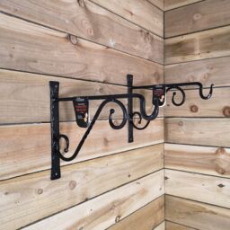 Pack of 2 Tom Chambers Heavy Duty Handcrafted Metal 35cm Black Twisted Wall Bracket Hook For Garden Patio Hanging Basket Planter Bird Feeder Black Black