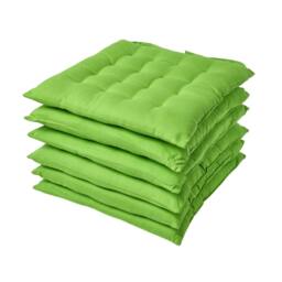 Homescapes 6 x Seat Pads Luxury Cotton Indoor Outdoor Garden Dining Cushion Lime Green 40 x 40 cm 6
