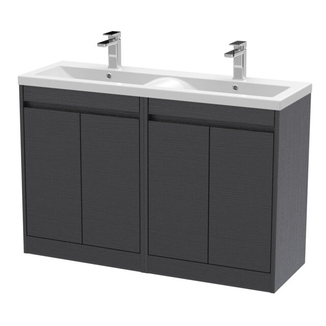 Balterley Chartley 4 Door Vanity Unit, Ceramic Basin, 1200mm, Graphite Grey