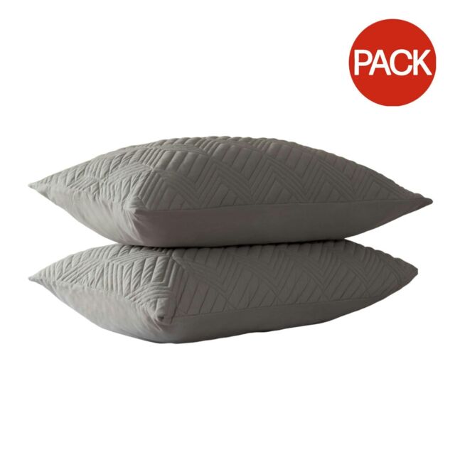 Belledorm Lisbon Chevron Pillow Sham (Pack of 2) - Soft Grey - 50cm x 75cm