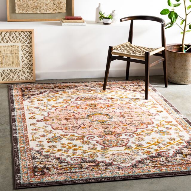 LIVABLISS Ankara-Vintage Traditional Boho Rug 120 x 170 cm Pink Yellow