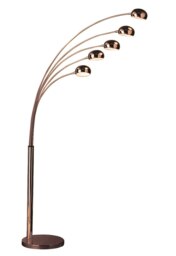 Orsina 5 Arced Lights Floor Lamp, Modern Copper Arcing Floor Light with Marble Base, Multi Arm Metal Floor Lamp