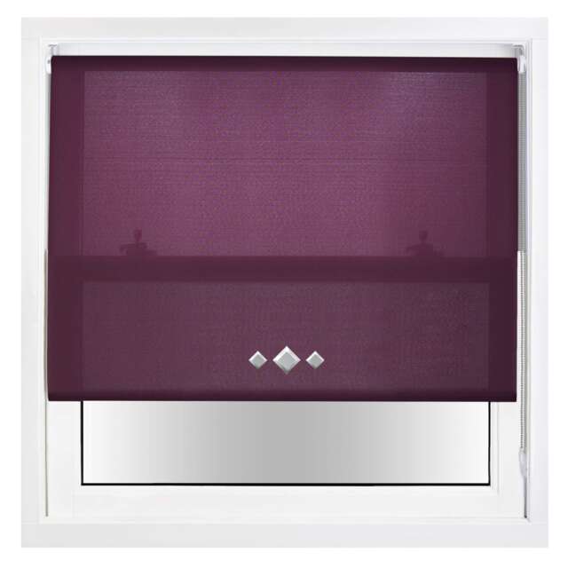 FURNISHED Daylight Trimmable Roller Blinds with Triple Diamond Eyelets and Metal Fittings Purple Aubergine (W) 115cm x (L) 210cm