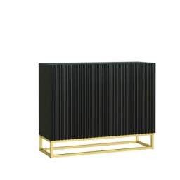 Black Sideboard 100cm Fluted Doors Gold Frame Modern Storage Cabinet Multi