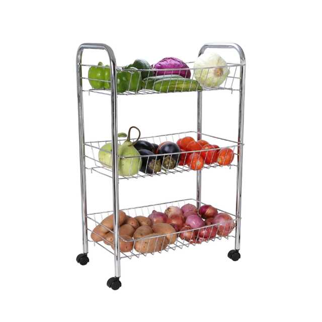 Buckingham Three Tier Mobile Trolley Kitchen Storage, Chrome Plated Premium Quality