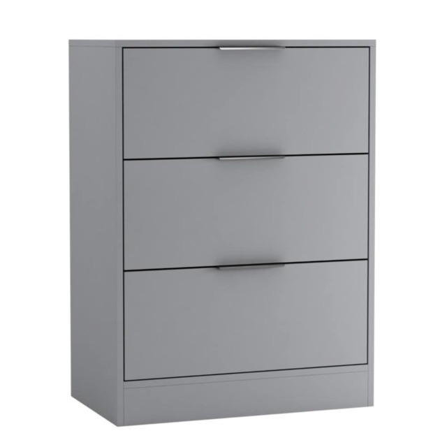 Chest of 3 Drawers Compact Storage Bedside Cabinet Bedroom Furniture Multi Grey 60cm 1