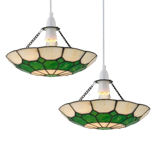 Set of 2 Totnes - Tiffany Green Uplight Easy Fit Pendant Shades