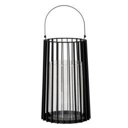 Hill Interiors Lynk Glass Lantern Candle Holder Black Black 40cm x 18cm x 18cm 1