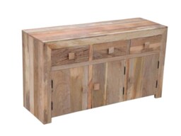 Dakota 3 Door 3 Drawer Sideboard - Mango Wood - L45 x W135 x H76 cm - Light Finish Brown