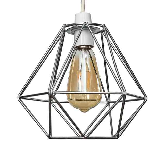 ValueLights Diablo Silver Ceiling Pendant Shade and Bulb