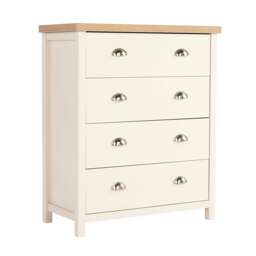 Chest of Drawers Oak Top Metal Handles Bedroom Storage Furniture White