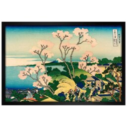 Black Wooden Framed Hokusai Goten Yama Hill Maxi Poster Multi