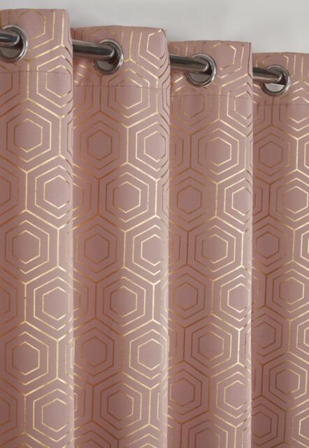 Element Geo Thermal Blackout Eyelet Curtains 116cm x 137cm Blush Pink Pink Pink