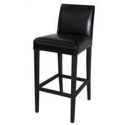 Tania Bar Stool - Pair Of Wood Frame Black Faux Leather Black