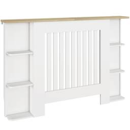 HOMCOM Radiator Cover with Open Storage Shelves, Vertical Slatted Cabinet Shelf Heater Cover for Living Room, Hallway, Medium, White (H: 83 / W: 124 / D: 19 cm) White
