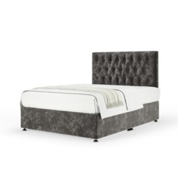 Super Ortho Orthopaedic Charcoal Chenille Divan Set And Lona Headboard Single