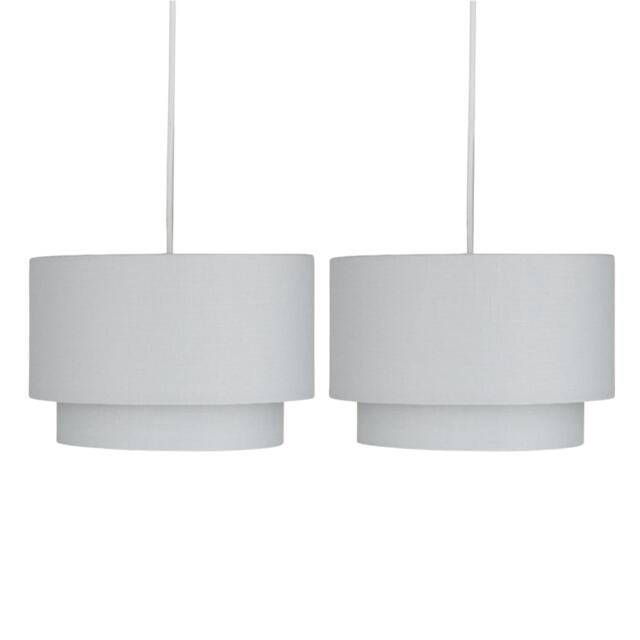 Pair of Light Grey 2 Tier Ceiling Light Shades Grey Medium 2