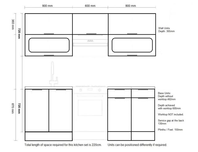 Kitchen Cabinets 6 Unit Set Soft Close 220cm Complete DIY Modern Storage Light Grey Gloss Fitted Kitchen Star