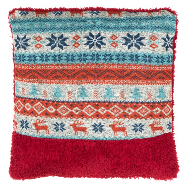 Orsina Fairisle Red Throw Cushion, Polyester Décor Cushion for Relaxing, Washable Cushion for Sofa, Bed, Chair