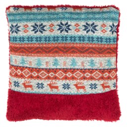 Orsina Fairisle Red Throw Cushion, Polyester Décor Cushion for Relaxing, Washable Cushion for Sofa, Bed, Chair