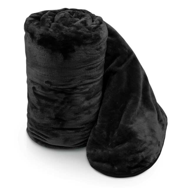 Velosso Faux Mink Thick Heavy Blanket - 150cm x 200cm Black Black