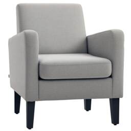 HOMCOM Armchair, Modern Upholstered Linen Living Room Chair, Accent Chair with Spring Pack, Wood Legs for Bedroom, Home Office, Light Grey