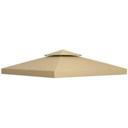 Outsunny 3(m) 2 Tier Garden Gazebo Top Cover Replacement Canopy Roof Deep Beige White