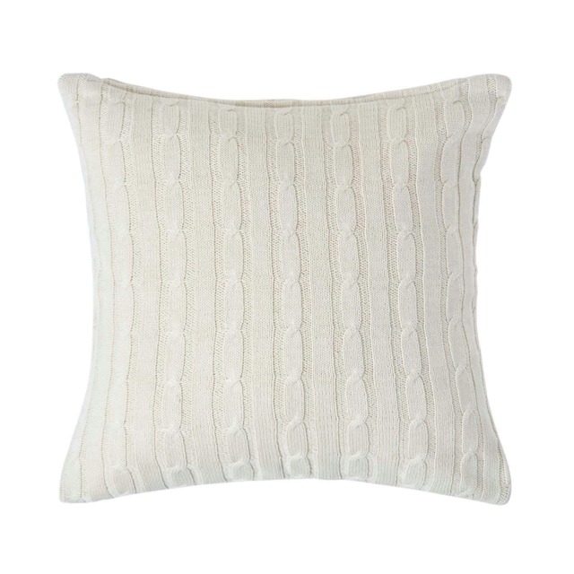 Homescapes Cotton Cable Knit Natural Cushion Cover - 45 x 45 cm Cream Natural 45 x 45 cm