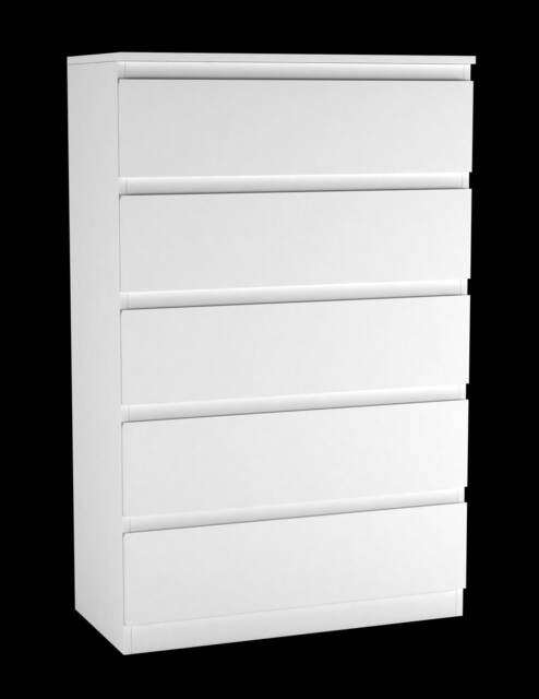 Minimalist Chest of 5 Drawers 108.5x70x35 White White & White 1