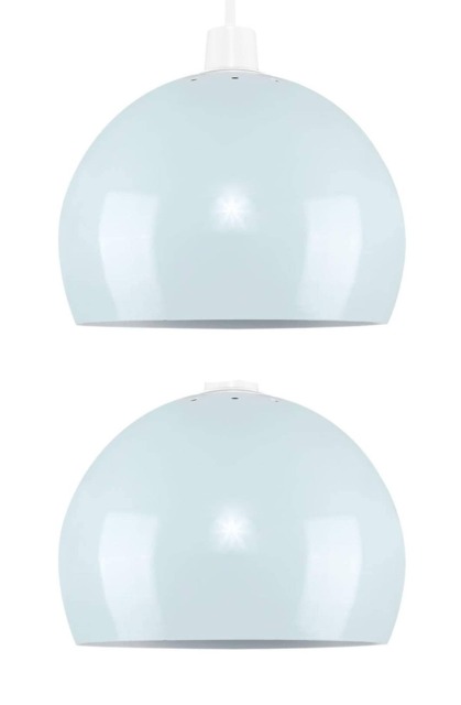 ValueLights Arco Pair Pale Blue Dome Ceiling Pendant Shades Blue