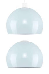 ValueLights Arco Pair Pale Blue Dome Ceiling Pendant Shades Blue