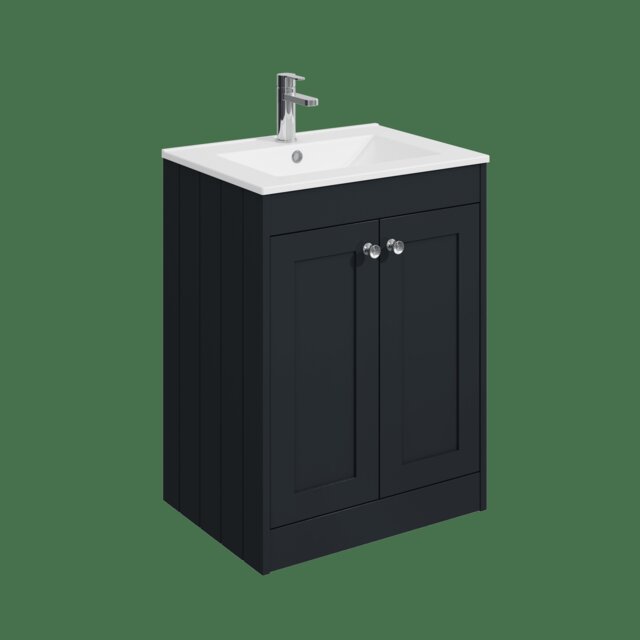 Balterley Floor Standing 2 Door Unit with Minimalist Basin 1 Tap Hole - Set A Grey 800 x 600 x 453mm
