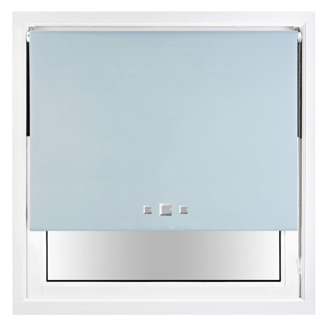 FURNISHED Blackout Roller Blind with Triple Square Eyelets Easy Fit Window Shade Blue Duck Egg Blue (W) 65cm x (L) 210cm